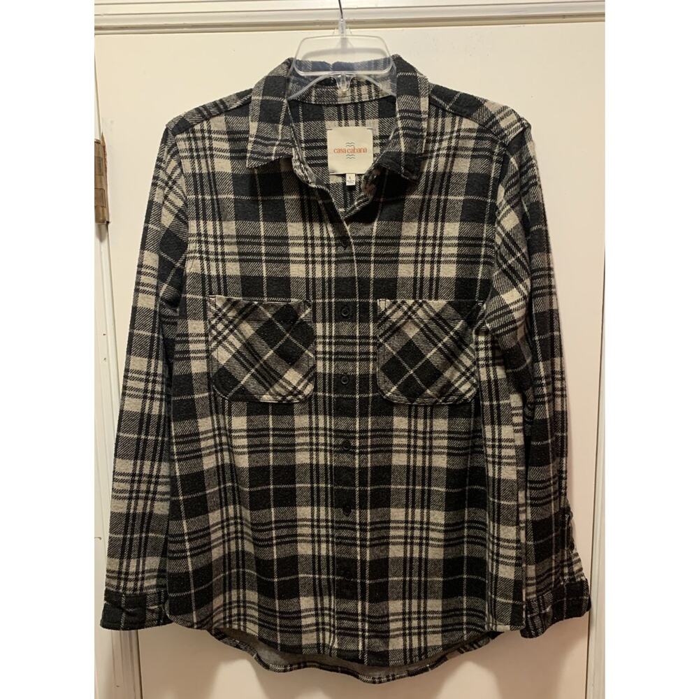 Casa Cabana Flannel Shirt Womens Large Multicolor Button Up Long Sleeve Outdoor